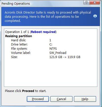 使用gparted和acronis进行Linux分区和NTFS分区无损调整