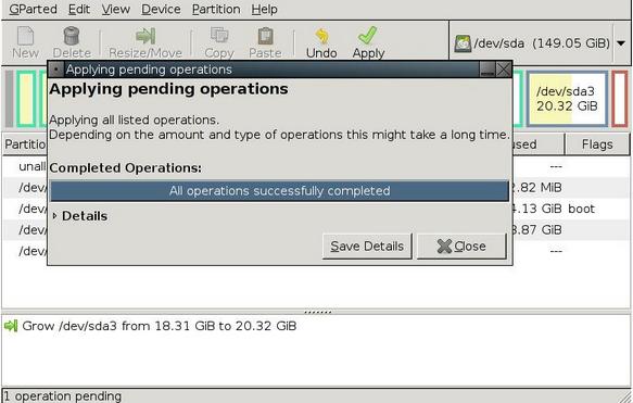 使用gparted和acronis进行Linux分区和NTFS分区无损调整