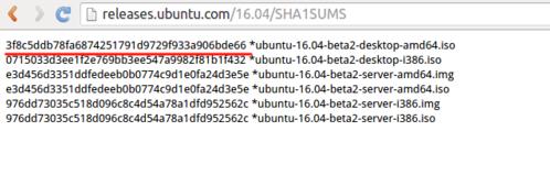 Ubuntu 16.04 BETA2װ񲢼SHA1ֵ