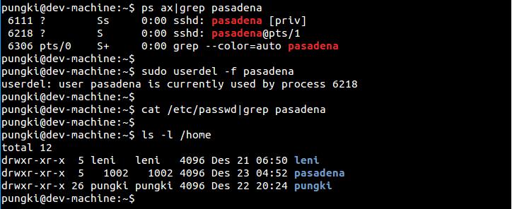 Linux系统使用userdel命令删除用户