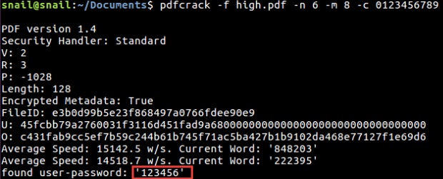 使用pdfcrack破解PDF密码(Linux)