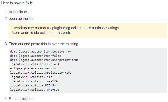 Ubuntu下Eclipse集成Android ADT后logcat只显示Level一列