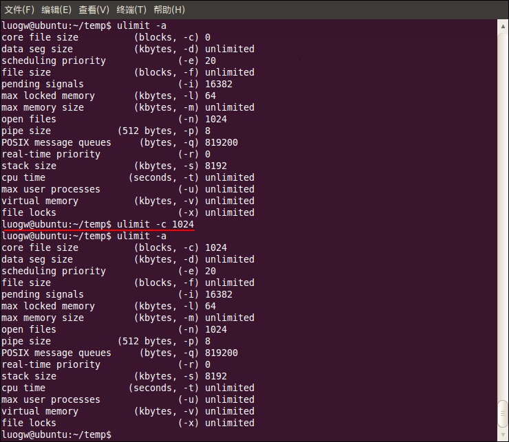 Ubuntu打开core dump