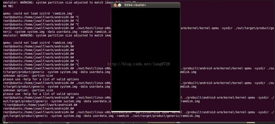 ubuntu中android源码编译启动模拟器黑屏