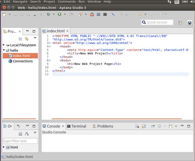 Ubuntu 16.04安装Aptana Studio IDE
