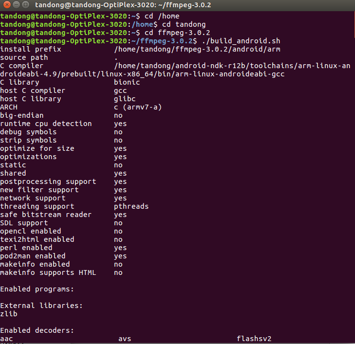 Ubuntu下编译Android版本的ffmepg so库及源码