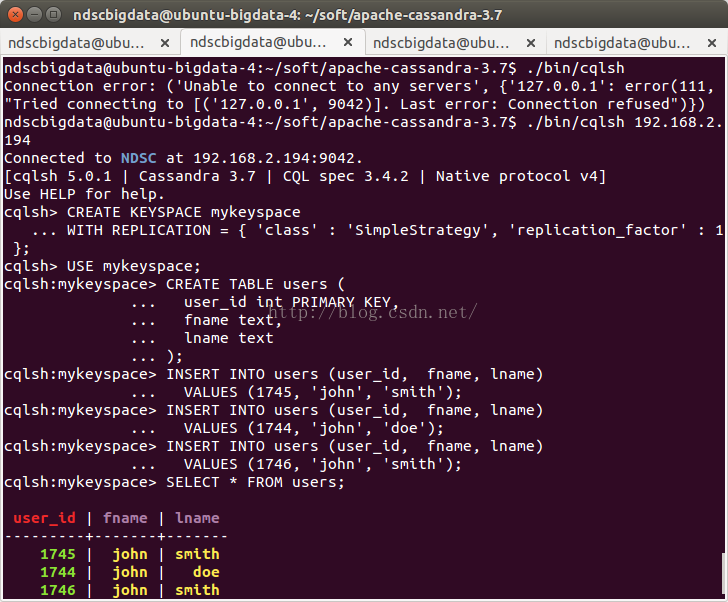 Cassandra 3.7.0集群在ubuntu上的安装