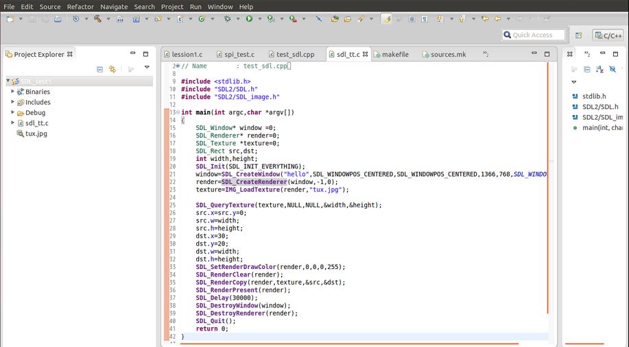 Ubuntu Eclipse SDL编程第一个工程
