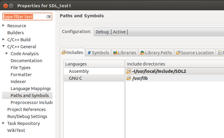 Ubuntu Eclipse SDL编程第一个工程