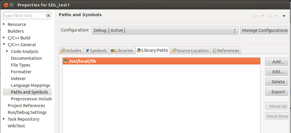 Ubuntu Eclipse SDL编程第一个工程