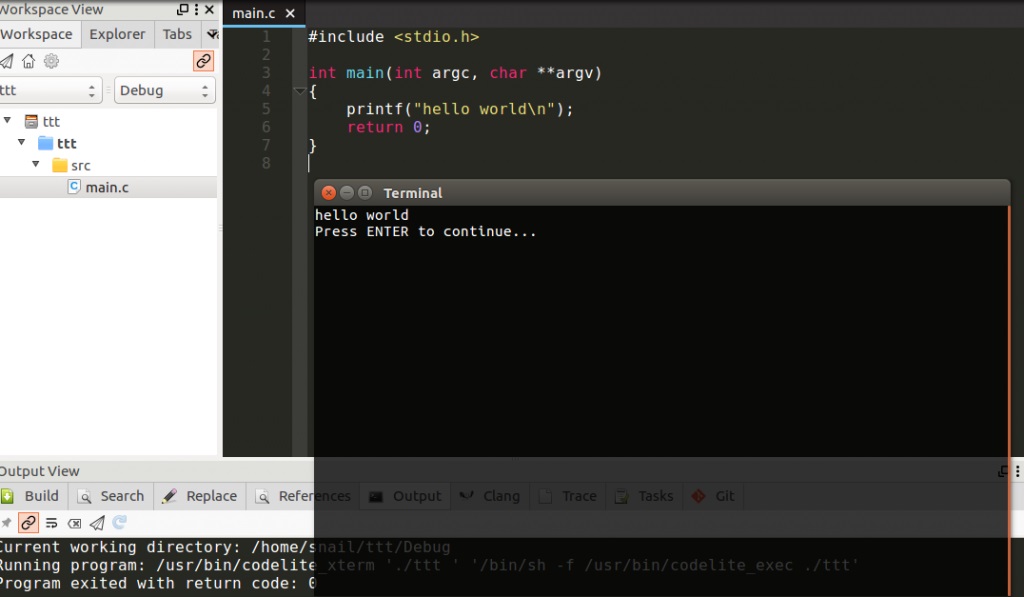 Ubuntu 16.04安装CodeLite IDE