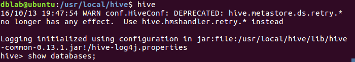 Ubuntu下安装hive,并配置mysql作为元数据库