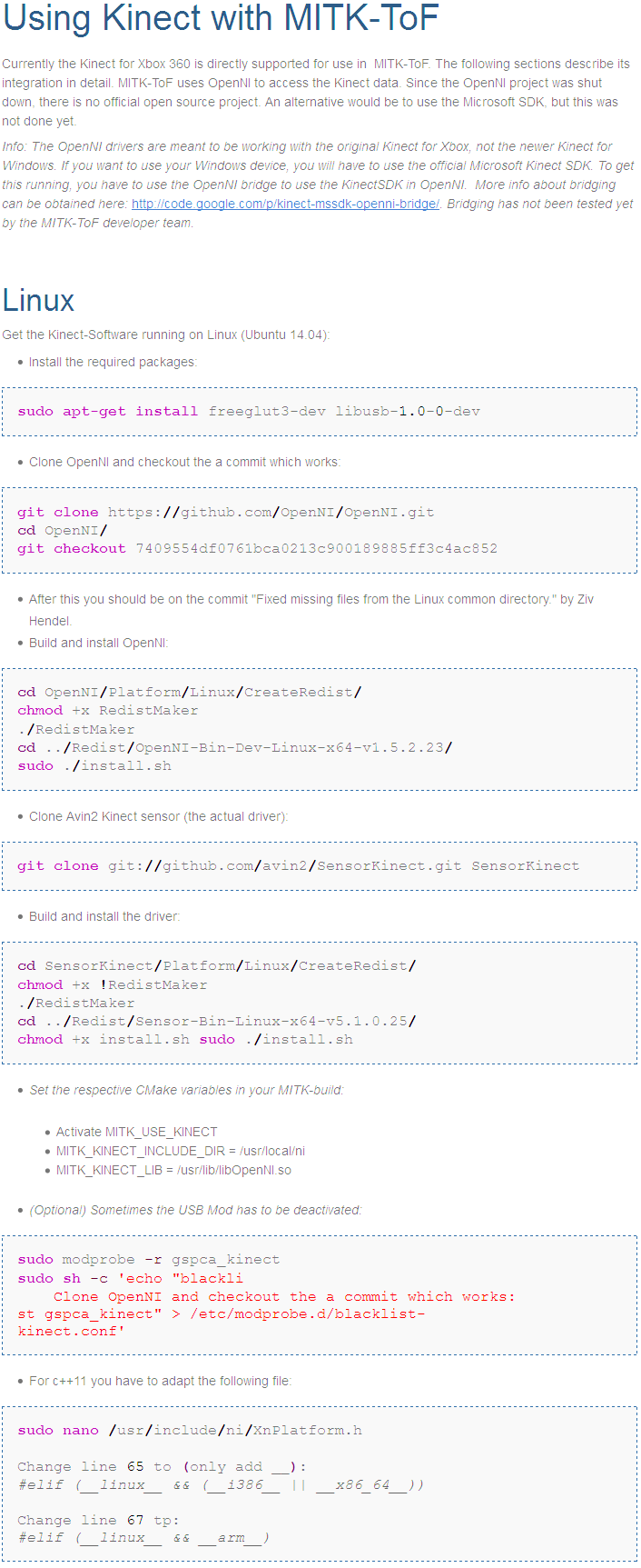 Ubuntu 64下编译MITK kinect模块