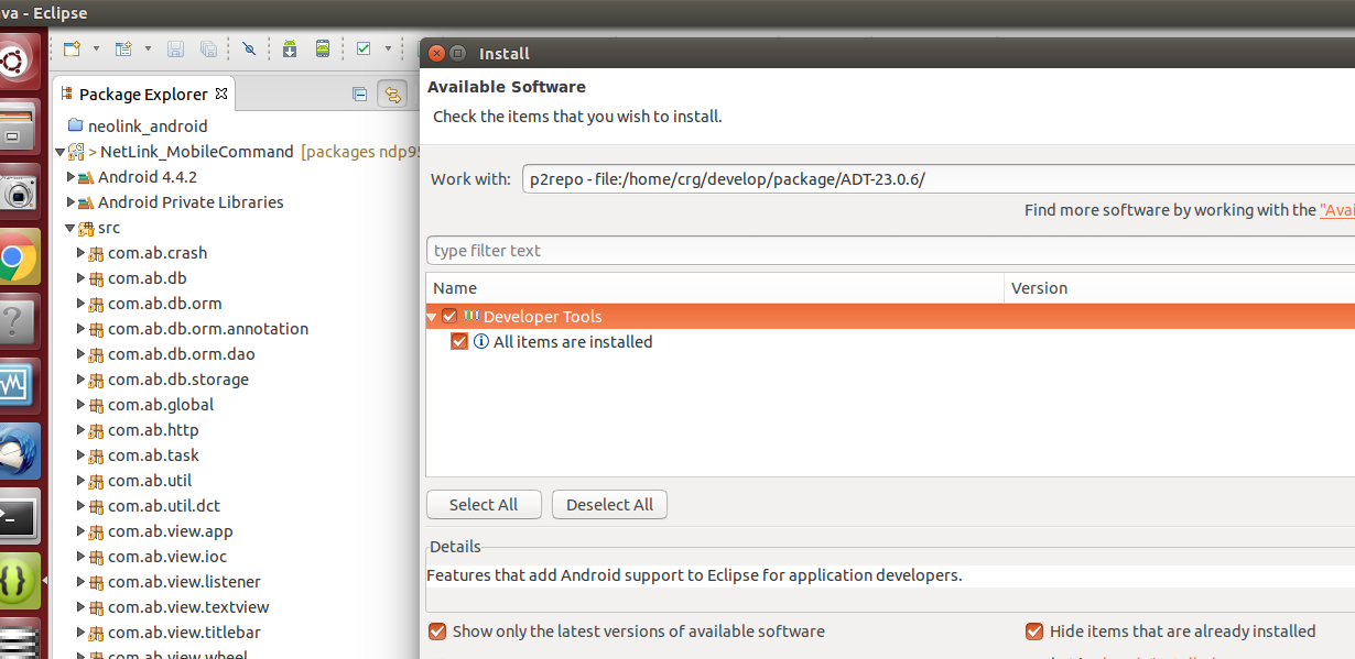 解决ubuntu 14.04下eclipse adt-bundle-linux闪退的问题