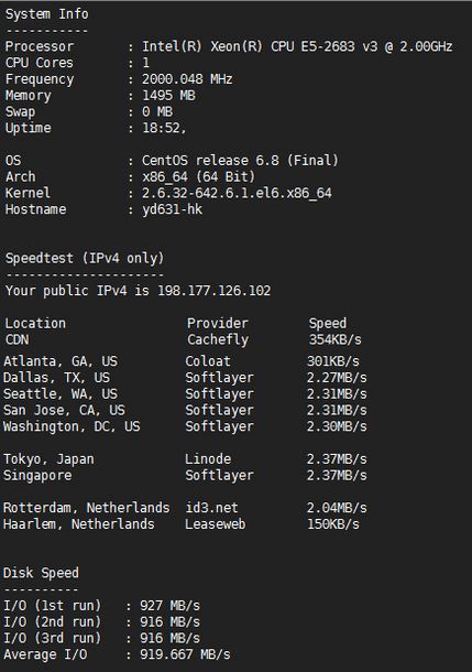 Linux VPS/服务器一键检测硬件配置、节点下载和IO读写脚本