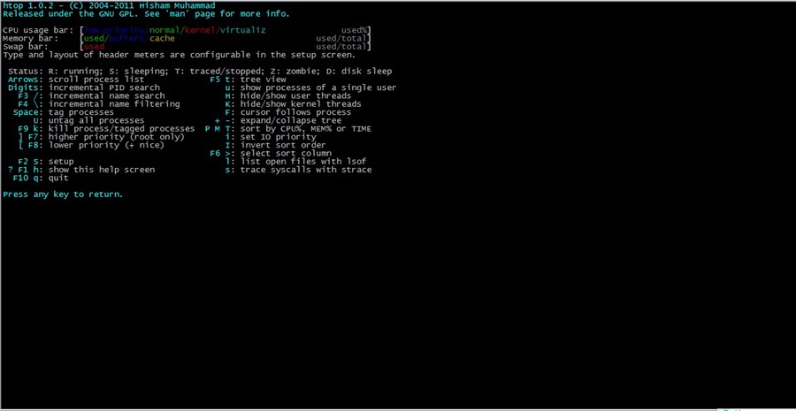 Linux下取代top的进程管理工具htop