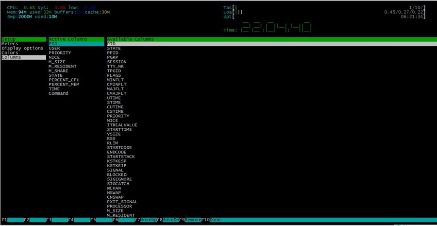 Linux下取代top的进程管理工具htop
