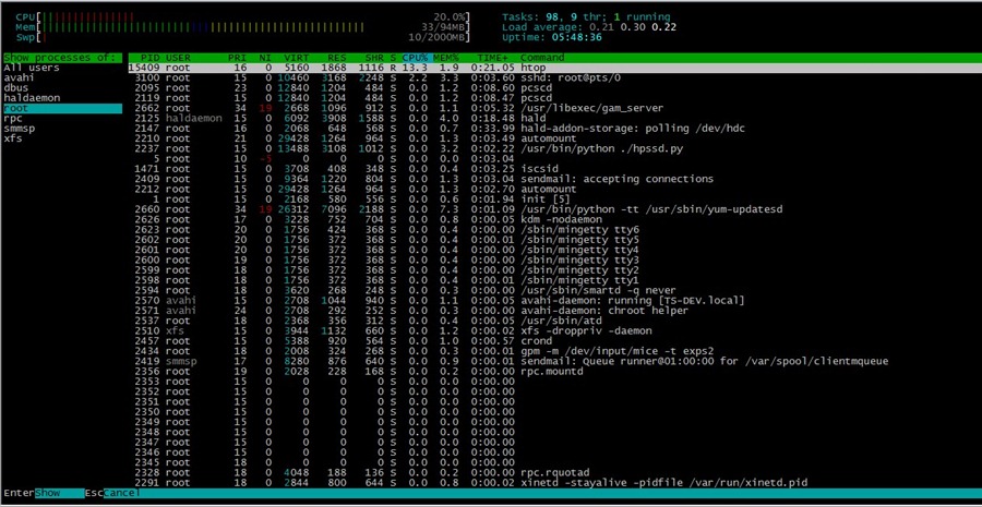 Linux下取代top的进程管理工具htop