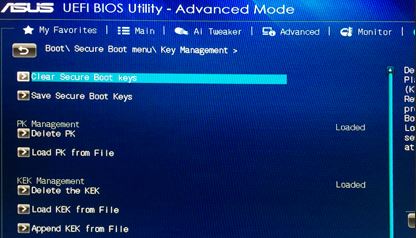 华硕主板禁用UEFI安全启动