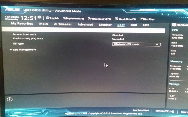 华硕主板禁用UEFI安全启动