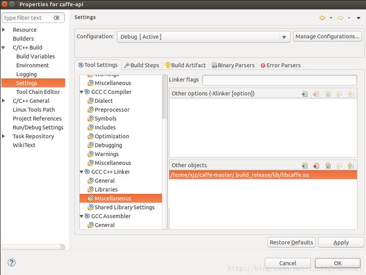 Linux下基于eclipse的C++工程调用caffe的c++接口