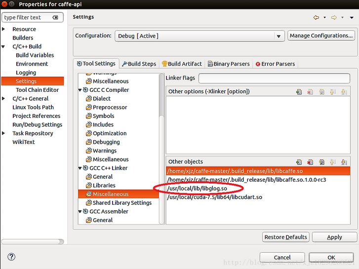 Linux下基于eclipse的C++工程调用caffe的c++接口