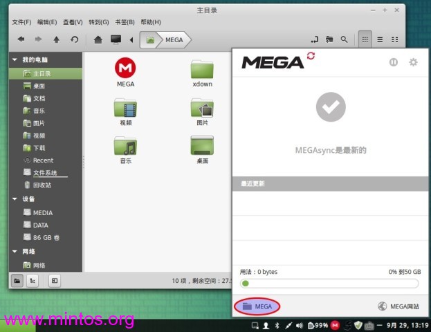 ͬLinux MintͼMEGAsync