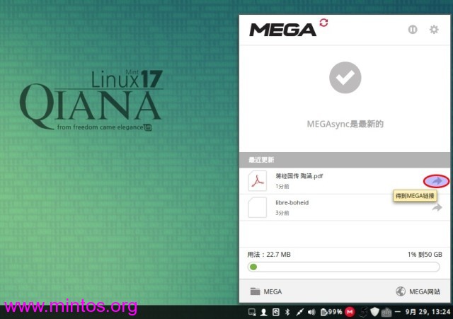 ͬLinux MintͼMEGAsync
