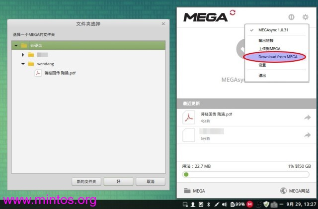 ͬLinux MintͼMEGAsync