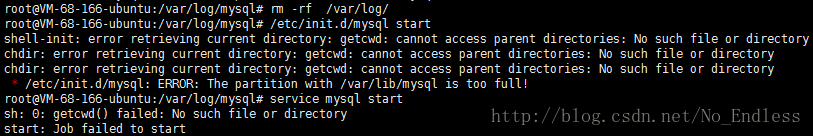 mysql job failed to start-tomcat