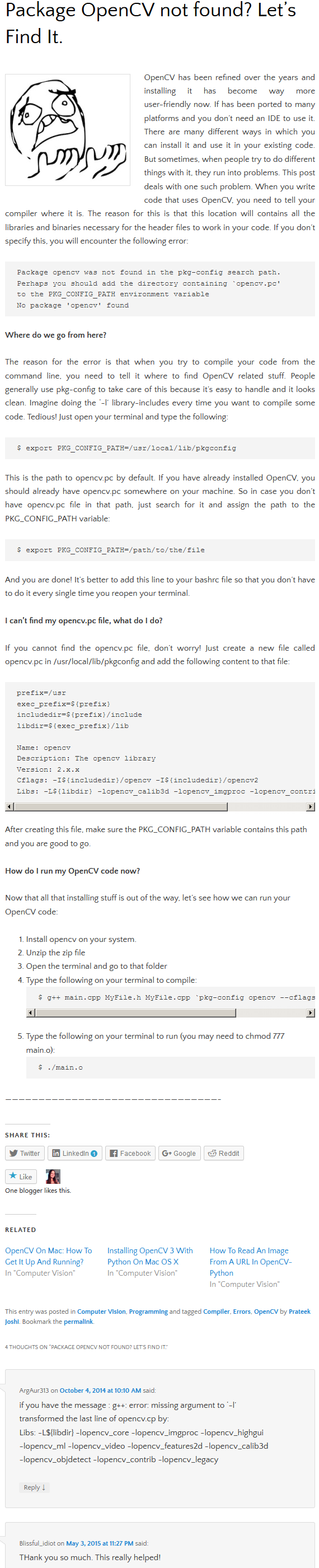 opencv-package 'eigen3' not foundĽ