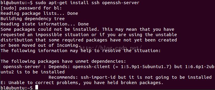 The following packages have unmet dependencies: openssh