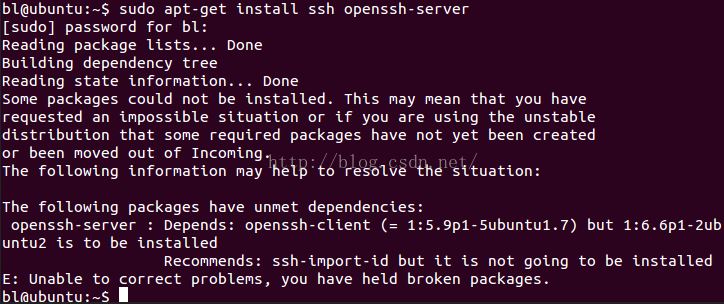 The following packages have unmet dependencies: openssh
