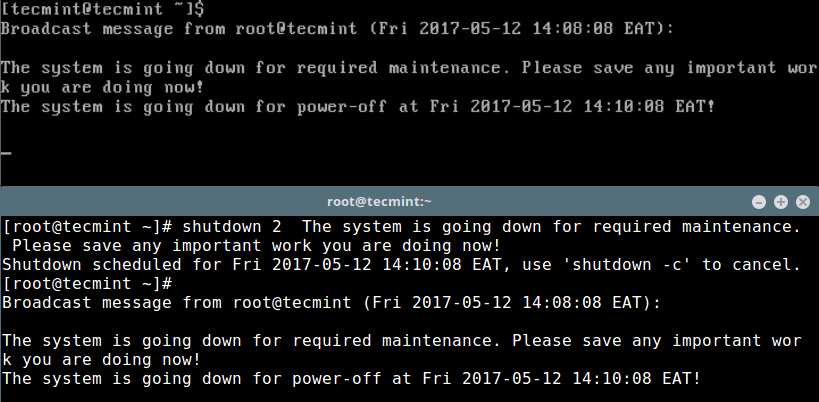 在Linux服务器关机前向用户显示一条自定义消息