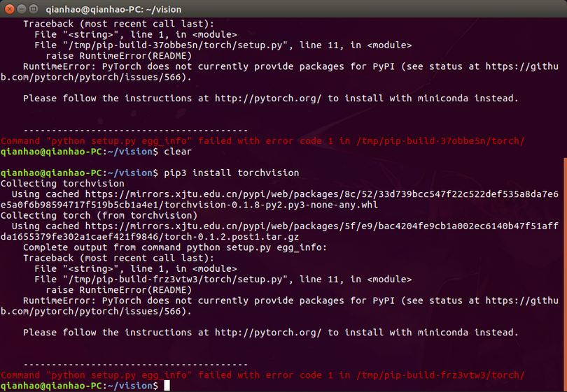 Ubuntu 17.04安装pytorch and pytorchvision（采用源码安装）