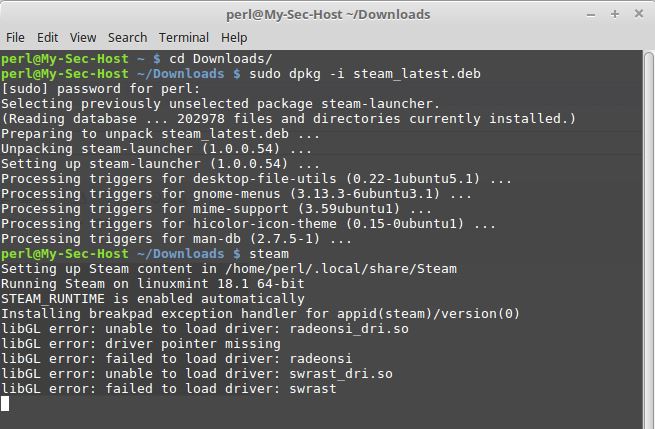 Linux mint 18.1/Ubuntu 16.04װsteam