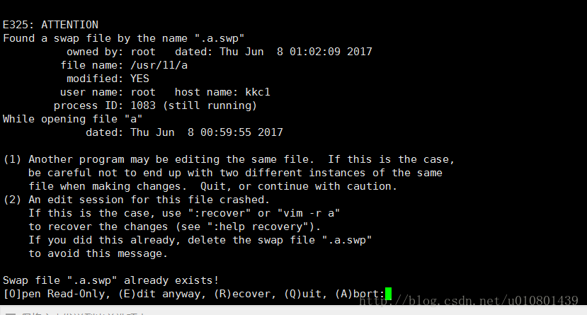 linux当中使用vi/vim编辑器时,错误操作遇到警告信息,该如何做