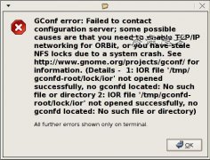 GConf error:Failed to contact configuration server